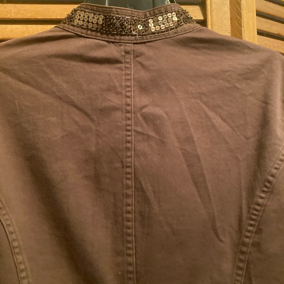 Apt. 9 Brown Jacket with Sequins Embellished Collar and Cuffs - Picture 13 of 16